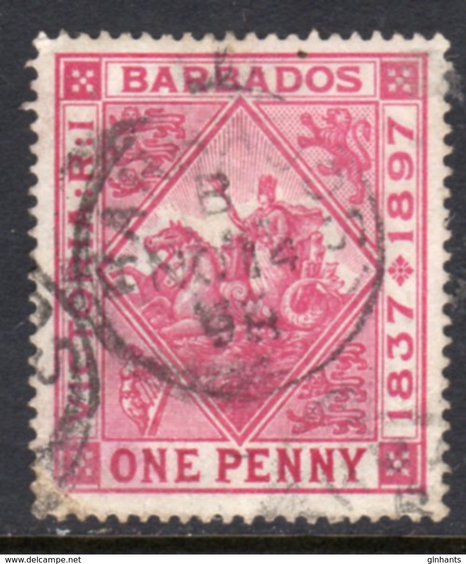 BARBADOS - 1897 DIAMOND JUBILEE ONE PENNY STAMP FINE USED SG 118 - Barbados (...-1966)