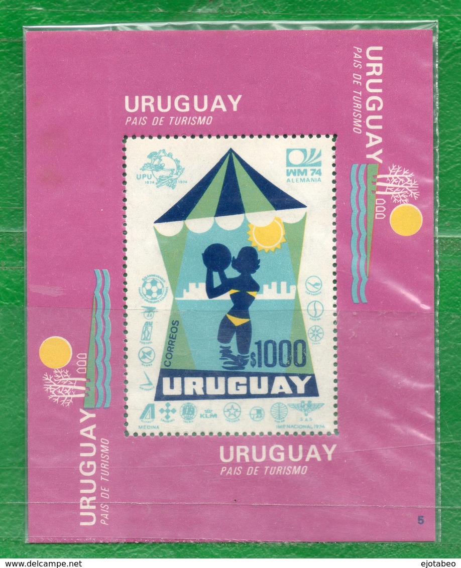 URUGUAY 1974 Block Nº25 A Ss N P.óx Uruguay País De Turismo Nº 5  De 6 Hojitas  Similares - Uruguay