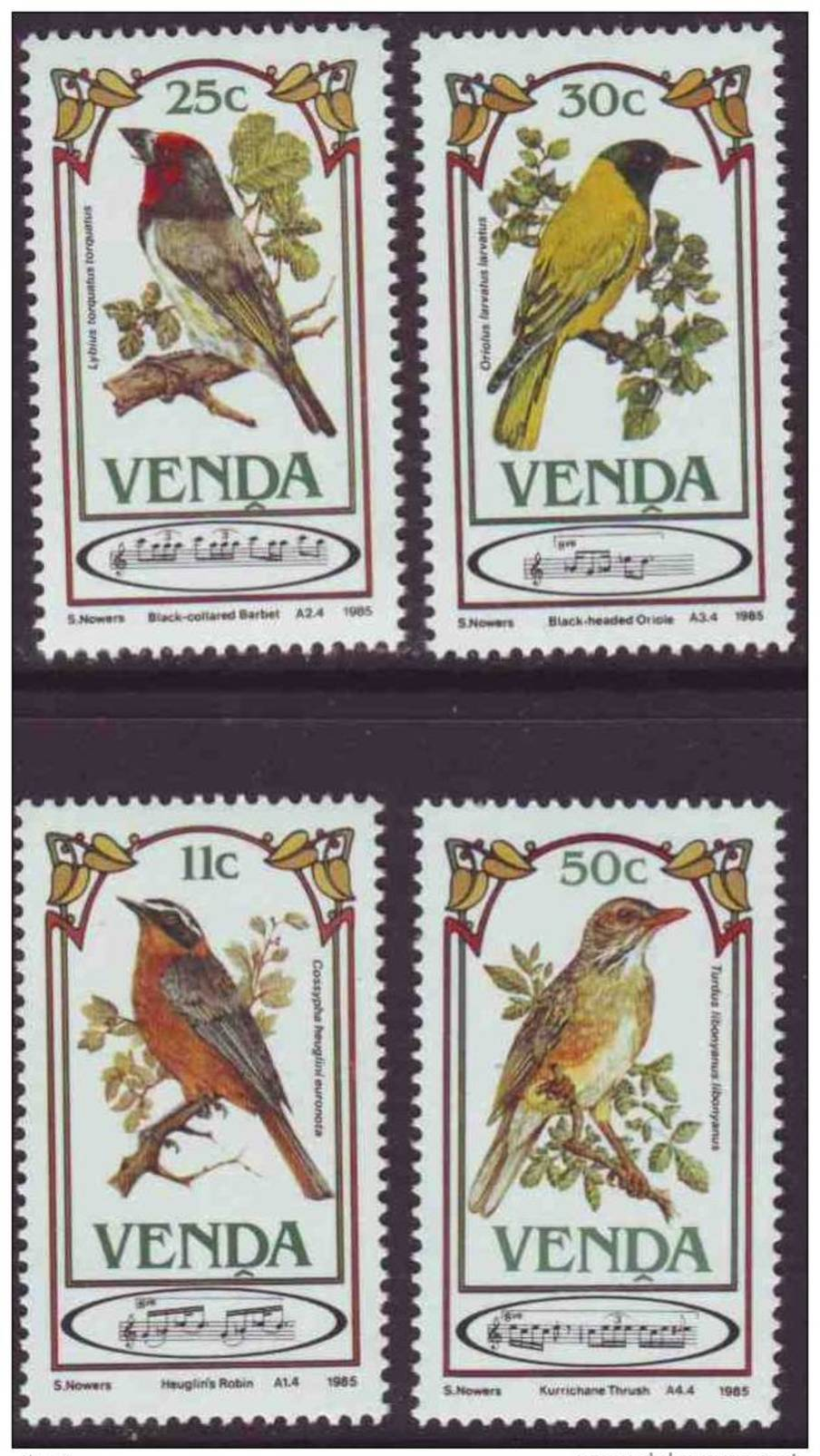 D90819 Venda South Africa 1985 SONG BIRDS MUSIC MNH Set- Afrique Du Sud Afrika RSA Sudafrika - Venda