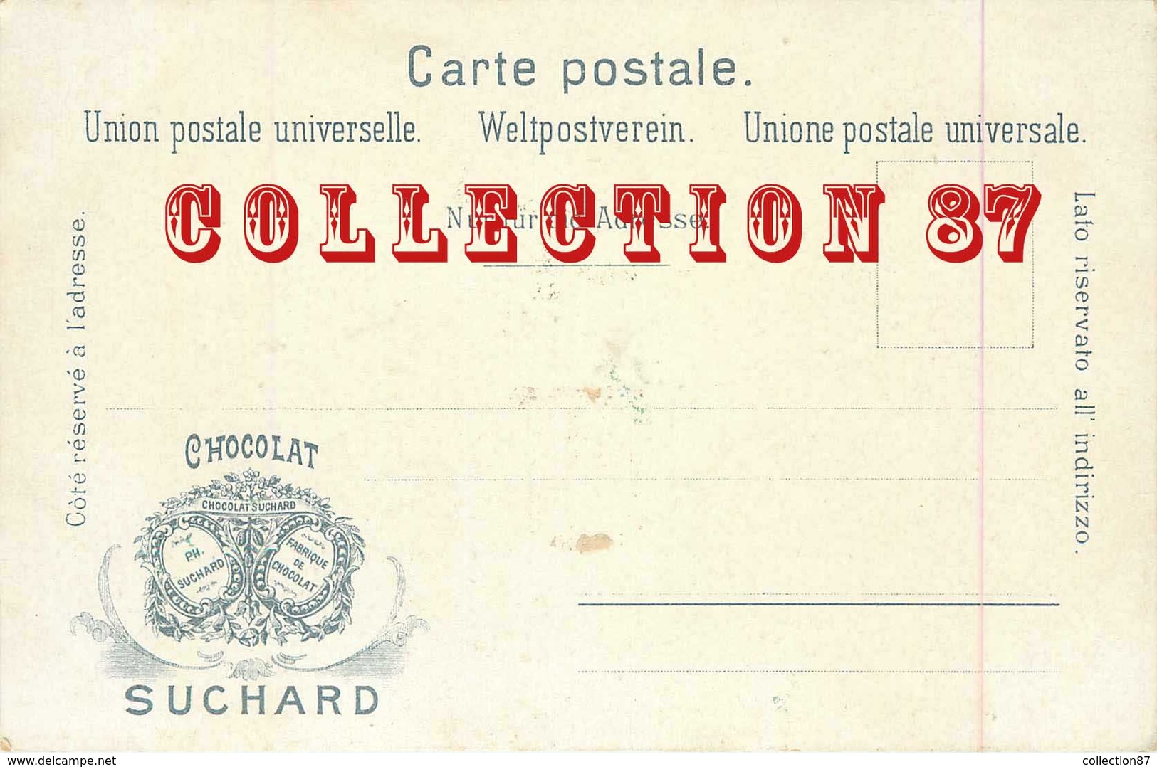 ☺♥♥ PUBLICITE CACAO CHOCOLAT SUCHARD - HAMBURG DOCKS - PORT De HAMBOURG - CARTE PUBLICITAIRE LITHOGRAPHIEE RARE - Publicidad