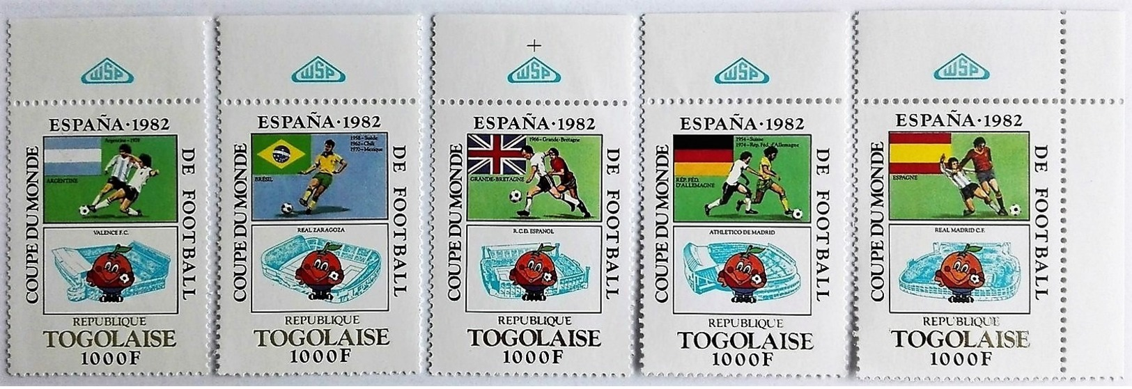 Togo 1981**Mi.1542-46  Football World Cup 1982, Spain , MNH [17;128] - 1982 – Spain