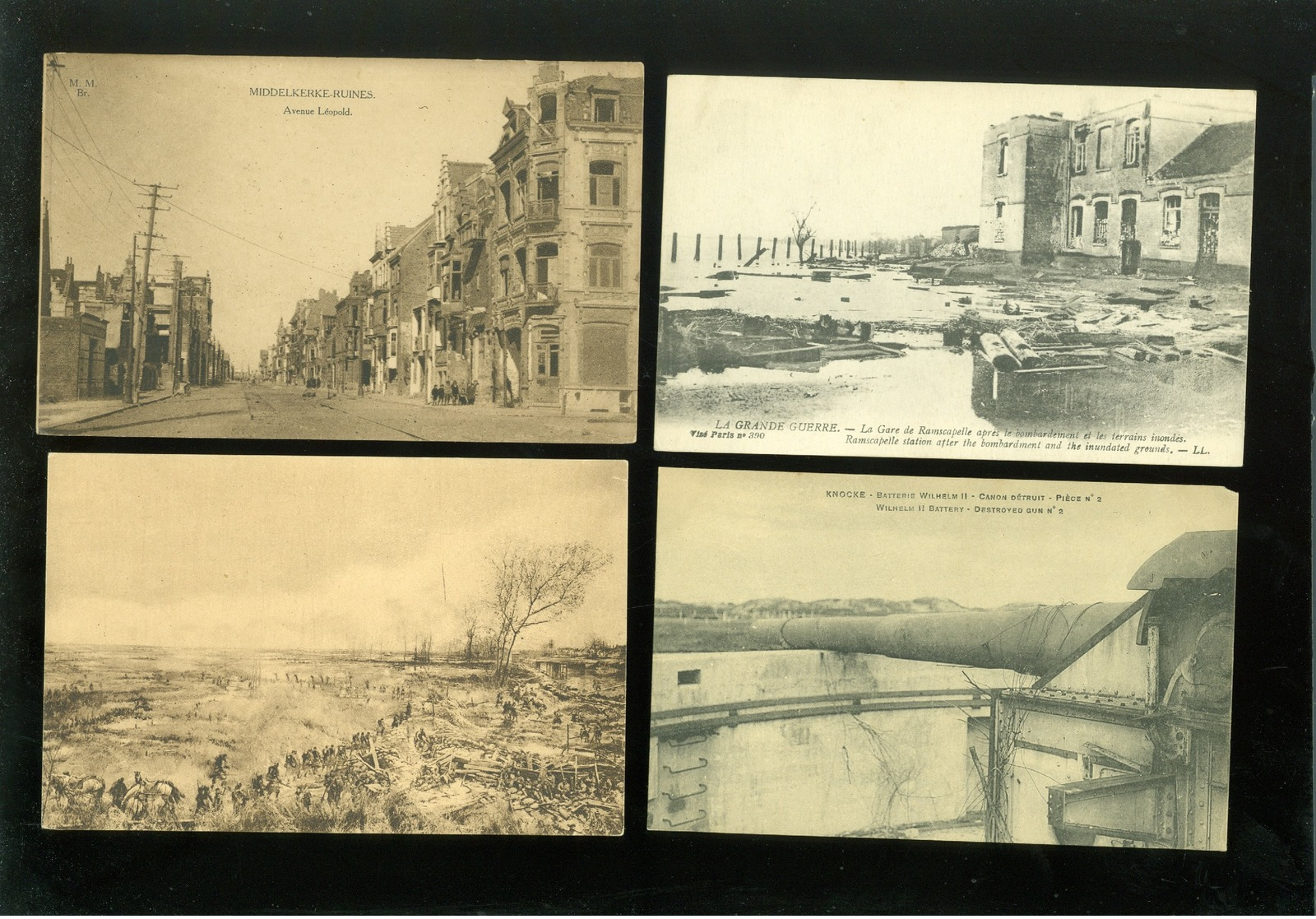 Beau lot de 60 cartes postales de Belgique  guerre  ruines     Mooi lot van 60 postkaarten van België  ruinen  oorlog