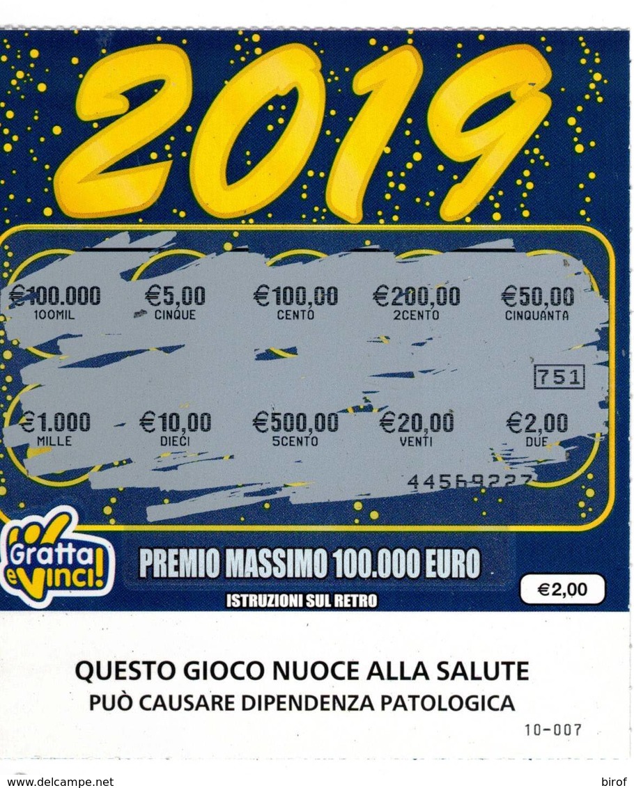 GRATTA E VINCI   - 2019 GIALLO  DA 2 €  - USATO - Biglietti Della Lotteria