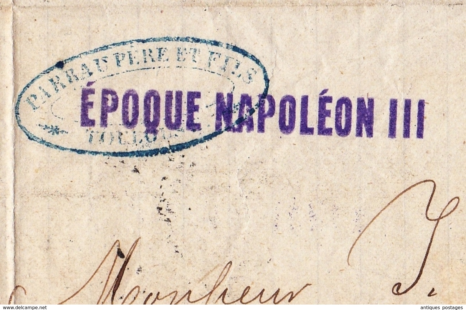 Toulouse 1858 Haute Garonne Parrau Père & Fils 6 place de la Pierre Fabrique de Toile Minoterie Farine Lannes Agen