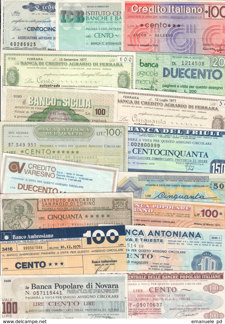 Italy Miniassegni / Emergency Check - Lotto Lot 17 Banknotes 1976-1977 - [10] Chèques