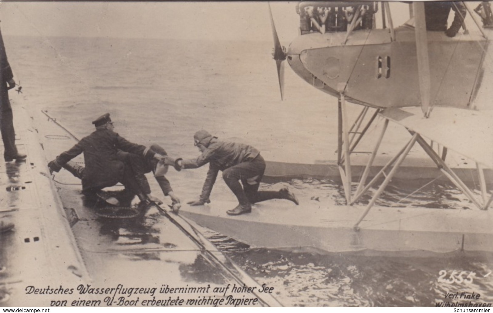 Alte Ansichtskarte Deutsches Wasserflugzeug übernimmt Von Einem U-Boot Erbeutete Papiere - Guerre