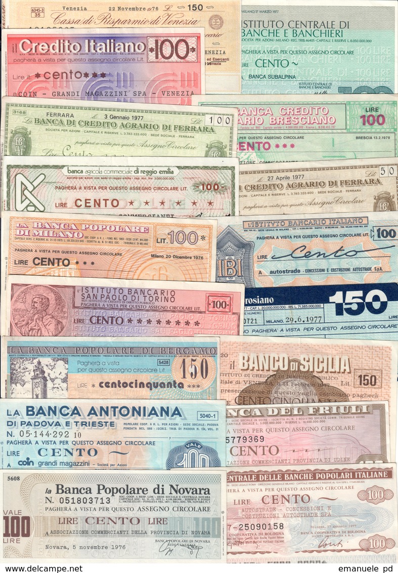 Italy Miniassegni / Emergency Check - Lotto Lot 17 Banknotes 1976-1977 - [10] Chèques