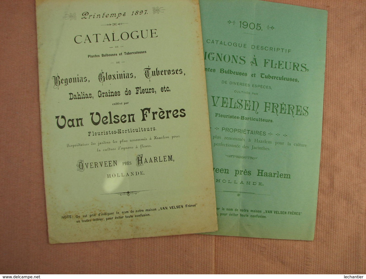 Van Velsen Fréres  Catalogues 1897 Et 1905 Plantes Bulbeuses Et Tubercules, Graines De Fleurs T.B.E. - Autres & Non Classés