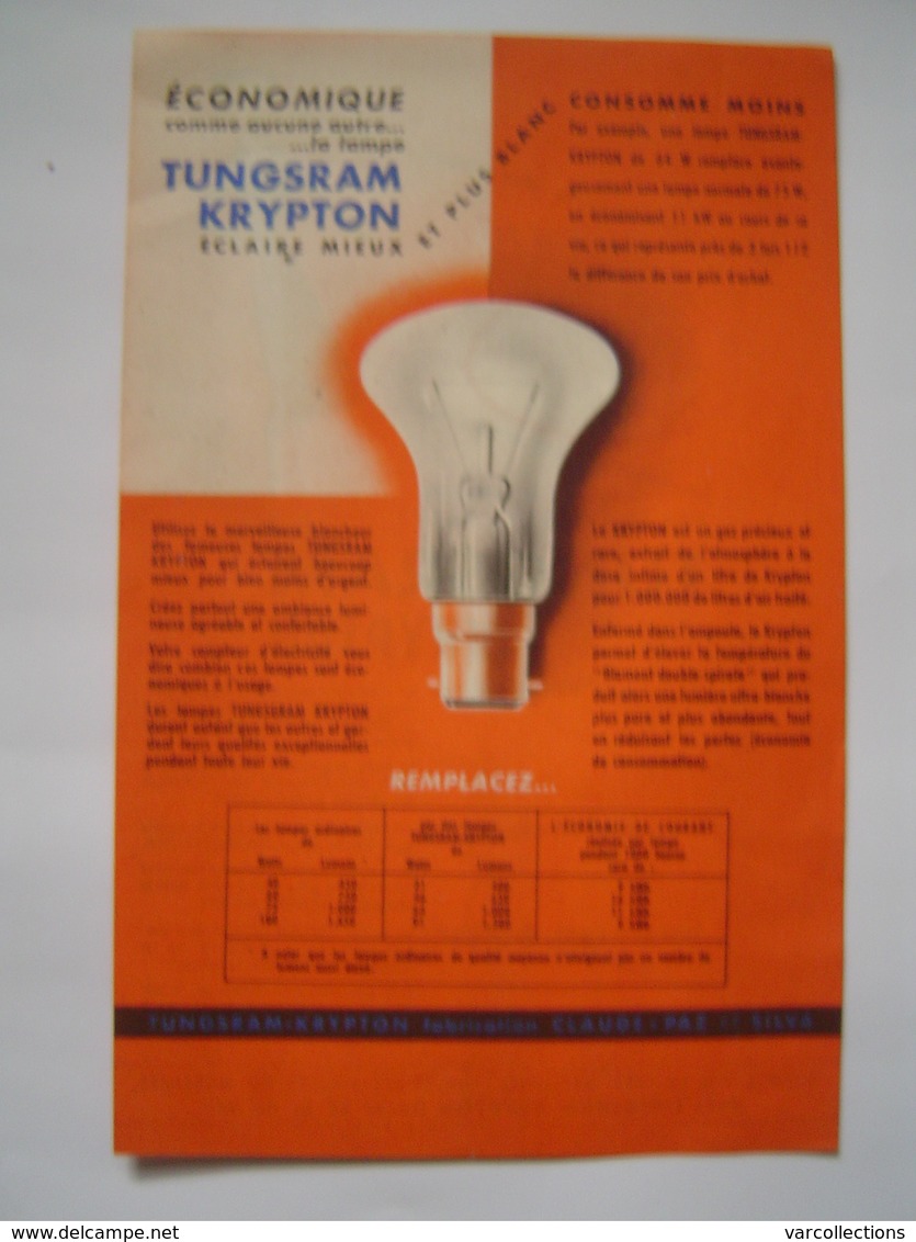 PUBLICITE Ancienne : AMPOULE CLAUDE / TUNGSRAM KRYPTON - Publicités