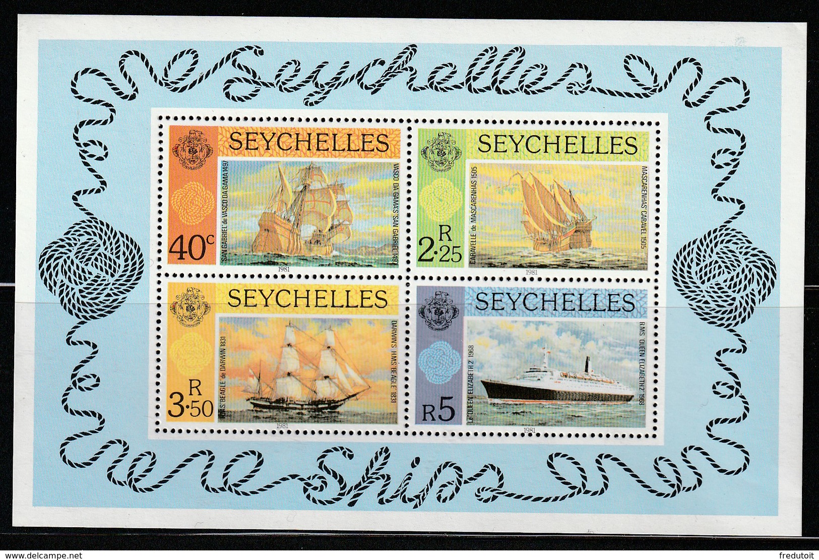 SEYCHELLES - BLOC N°16 ** (1981)  Bateaux - Seychelles (1976-...)