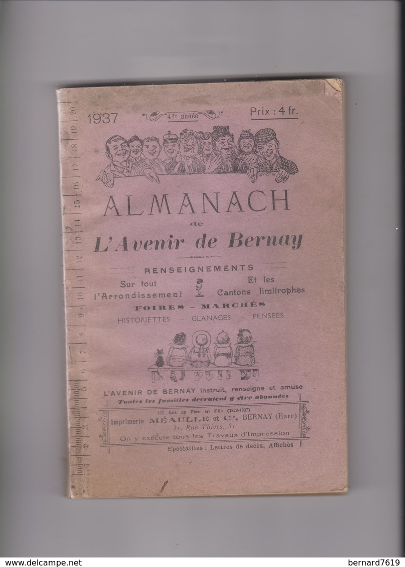 Livre Almanach  De L'avenir De Bernay 27 Annee 1937 - 1801-1900