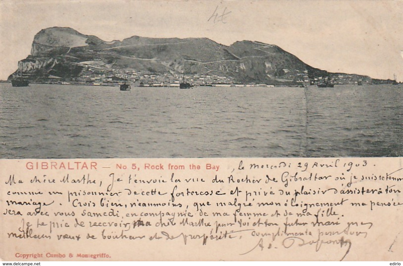 *** GIBRALTAR  ***  Rock  From The Bay  Stamped TTB - Gibraltar