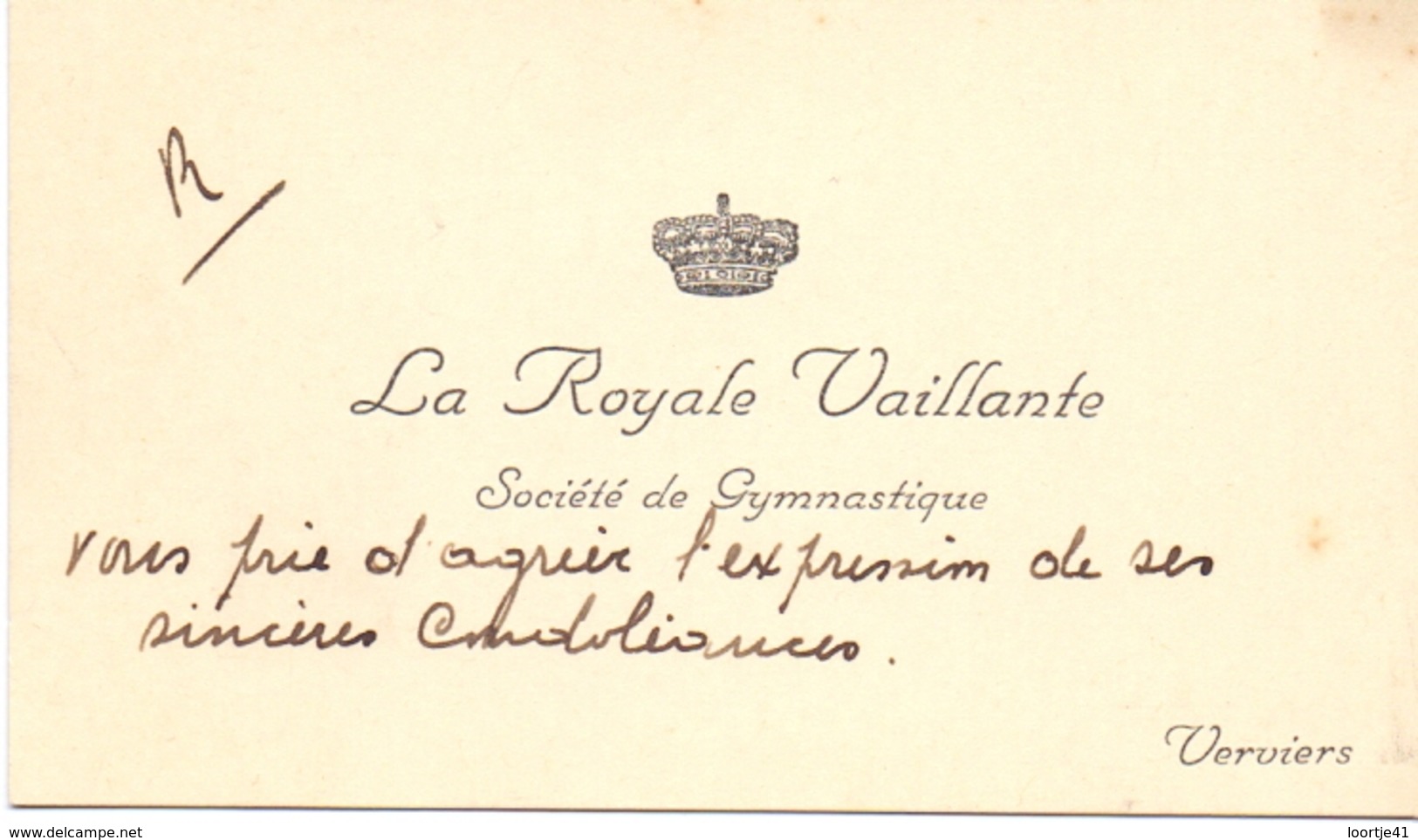 Visitekaartje - Carte Visite - Société De Gymnastique - La Royale Vaillante - Verviers - Cartes De Visite