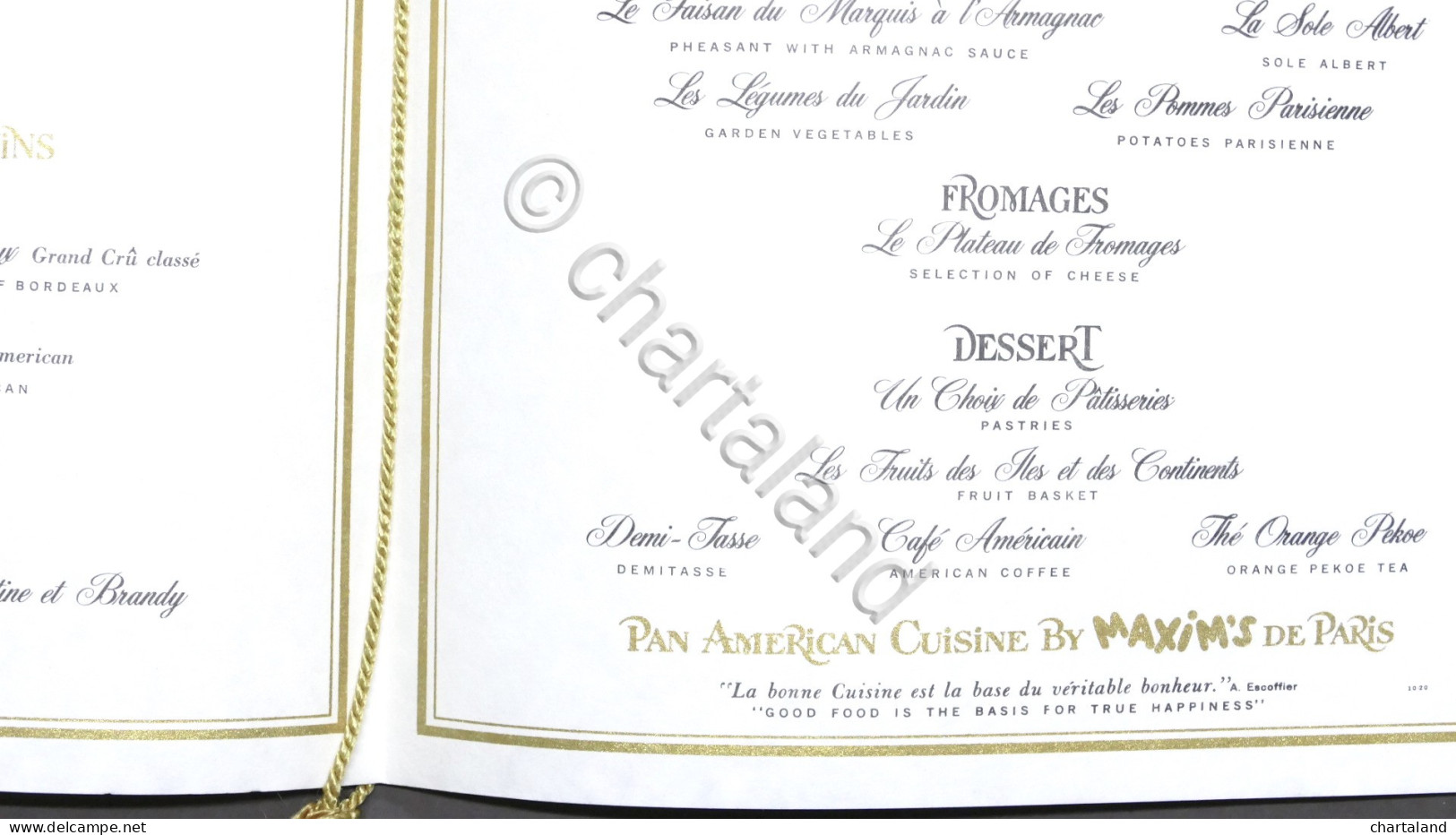 Collezionismo Cartaceo - Pan American Airways - Menu By Maxim’s - 1966 - Menu