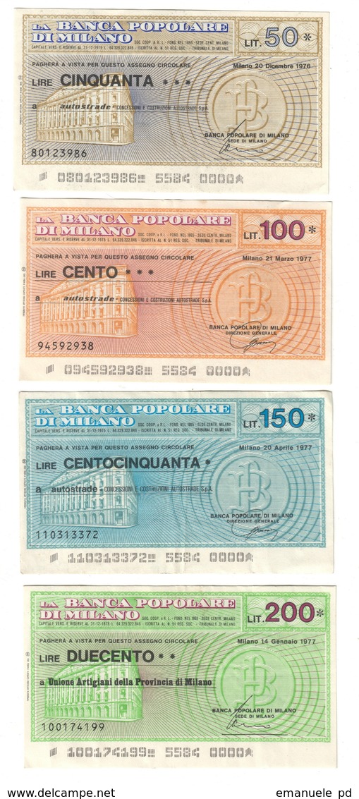 Italy Miniassegni / Emergency Check - Set Serie Banca Popolare Di Milano - [10] Cheques En Mini-cheques