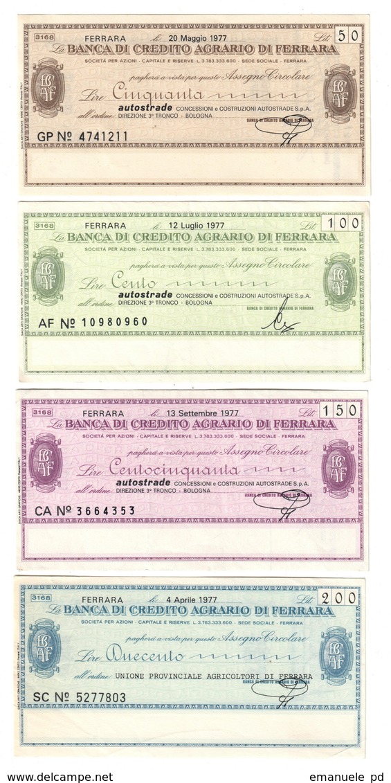 Italy Miniassegni / Emergency Check - Set Serie Banca Credito Agrario Di Ferrara - [10] Checks And Mini-checks