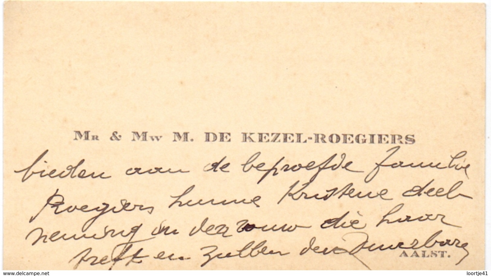 Visitekaartje - Carte Visite - Mr & Mme De Kezel - Roegiers - Aalst - Cartes De Visite