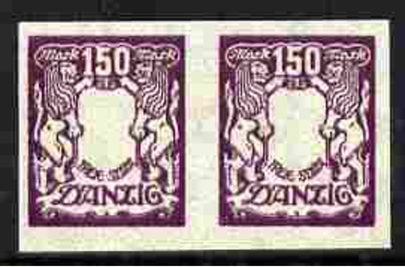 Danzig 1922 Coat Of Arms 150m Imperf Horiz Proof Pair With Red Omitted Unmounted Mint Minor Wrinkles As SG 101 - Autres & Non Classés