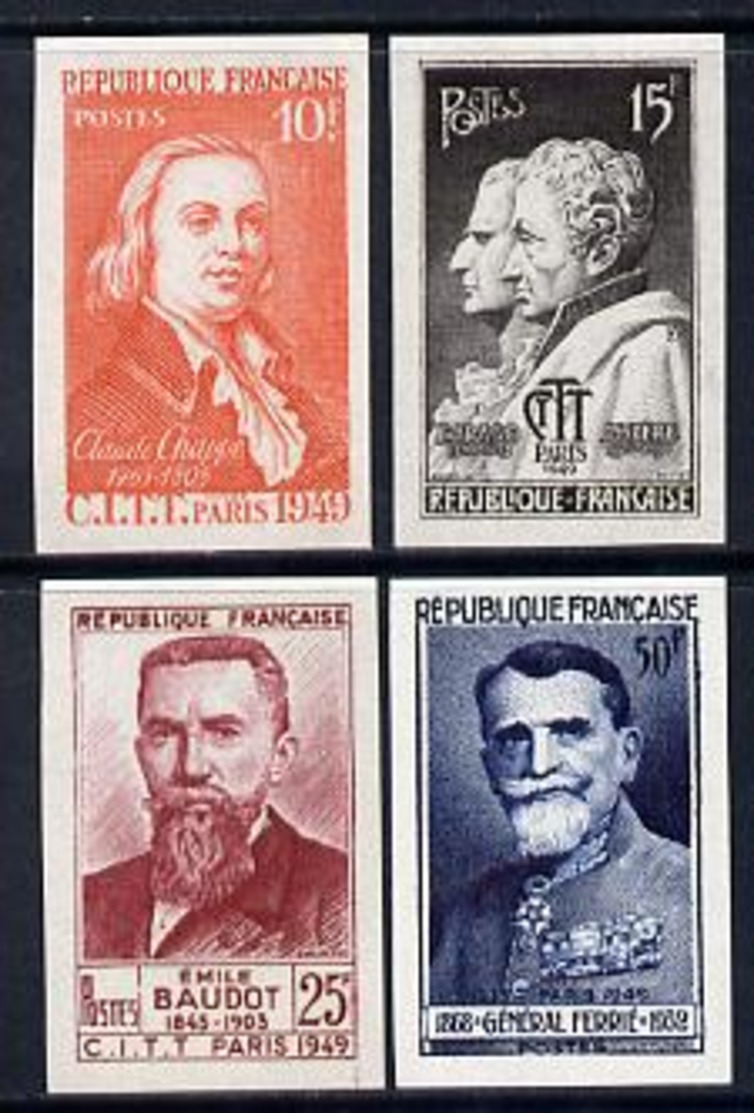 France 1949 International Telephone & Telegraph Congress Postage Set Of 4 Imperf In Issued Colours Mounted Min... - Altri & Non Classificati