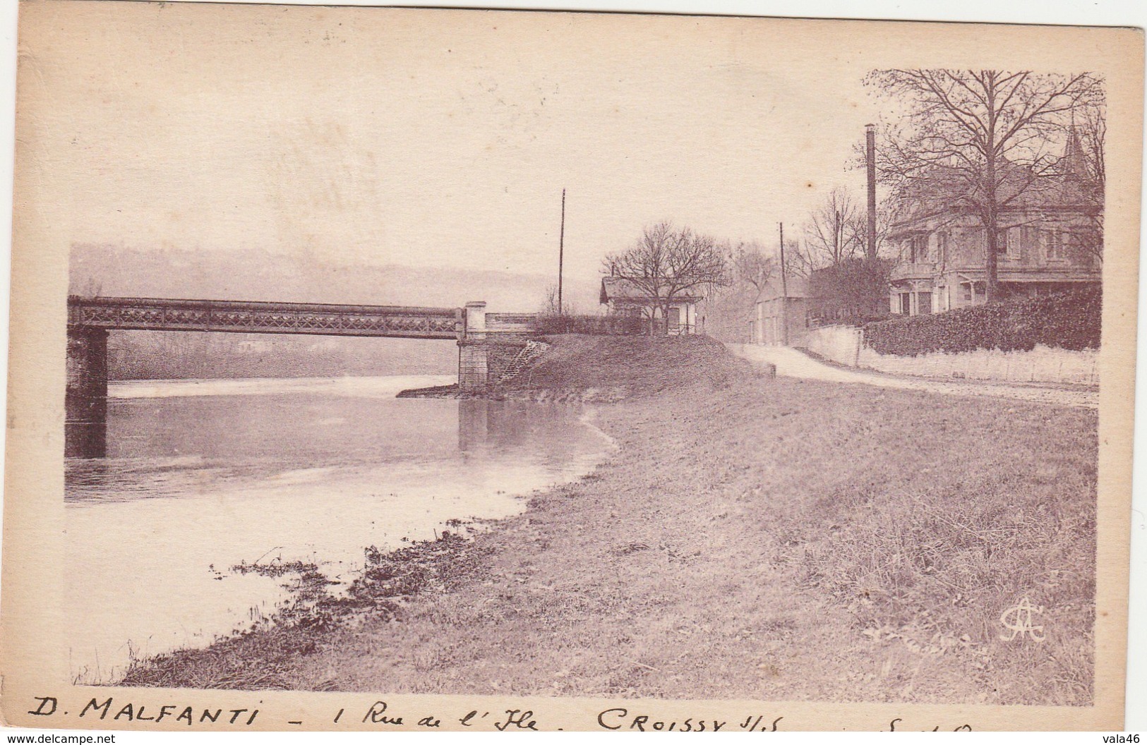 CROSSY SUR SEINE  78  YVELINES -  CPA  SEPIA   BORDS DE SEINE - Croissy-sur-Seine