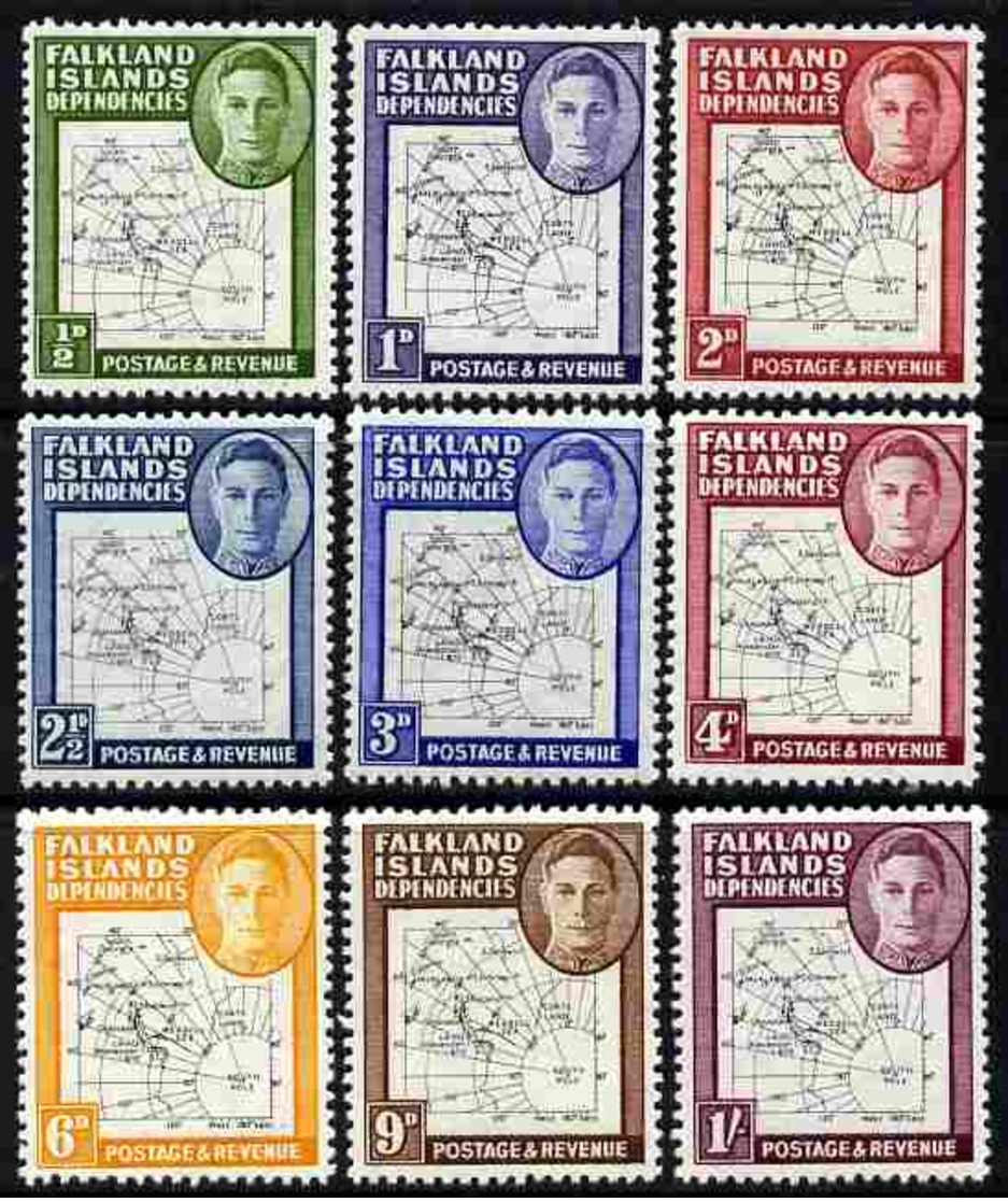 Falkland Islands Dependencies 1946-49 KG6 Thin Maps Complete Set Of 9 Unmounted Mint SG G9-16 - Falkland