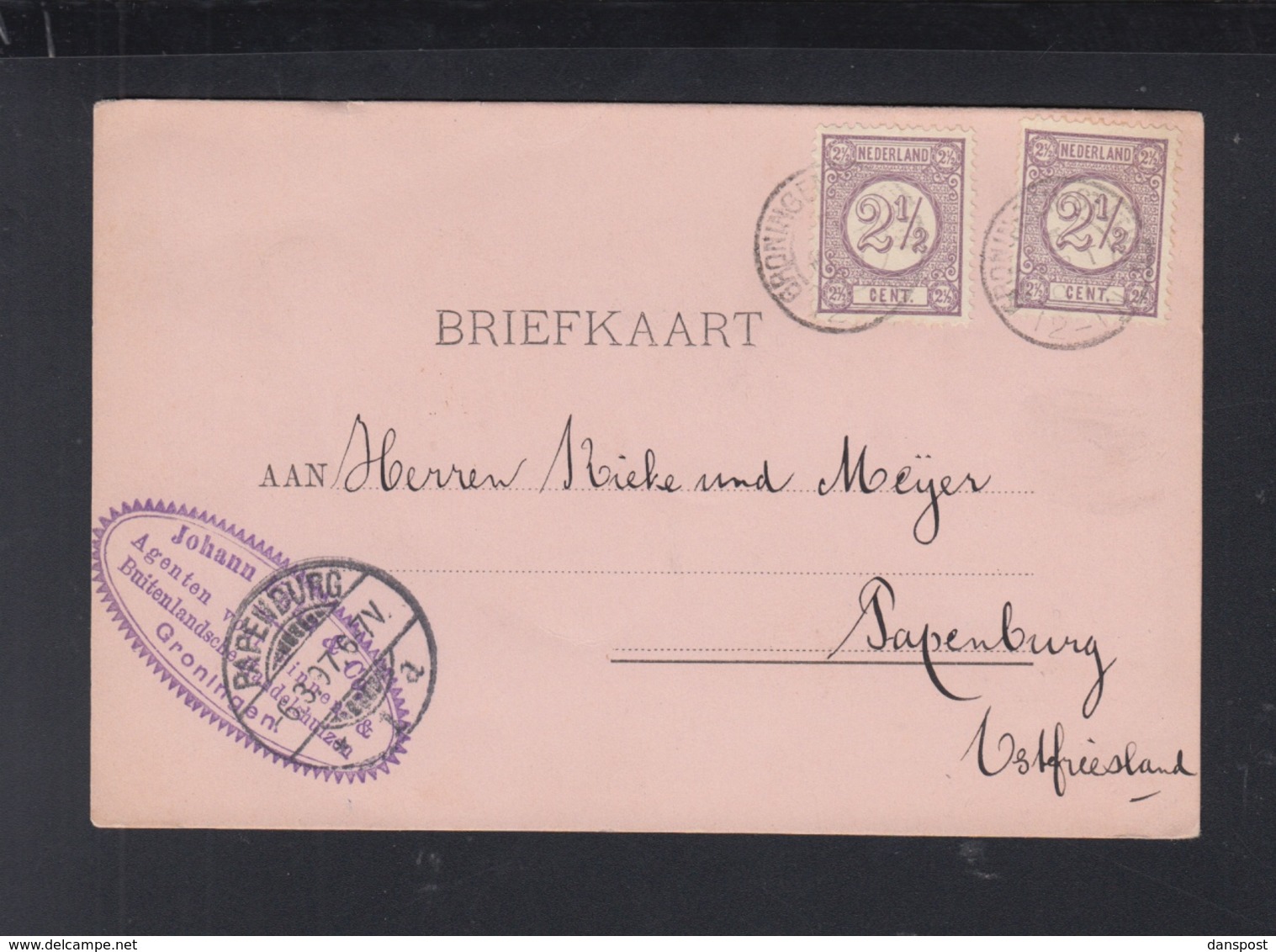 Niederlande PK 1897 Groningen Nach Ostfriesland - Brieven En Documenten
