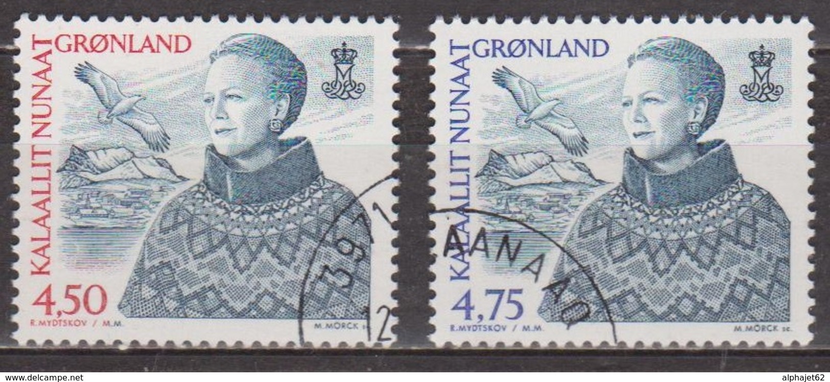 Reine Margrethe II - GROENLAND - Mont Sermitsiaq, Oiseau Marin - N° 334-335 - 2000 - Oblitérés