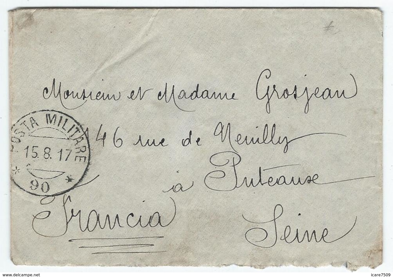 Militaire - Italie Cachet De POSTA MILITARE 90 Du 15/8/17 - 157 Fanterria 10 è Compagnia - Military Postmarks From 1900 (out Of Wars Periods)