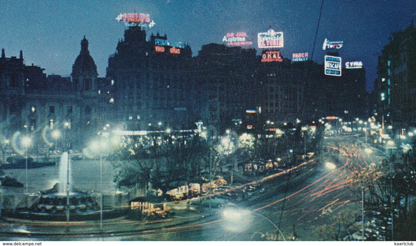 Valencia - Plaza Del Caudillo De Noche : 'PHILIPS' & 'OKAL' NEONS - 1959 - Valencia