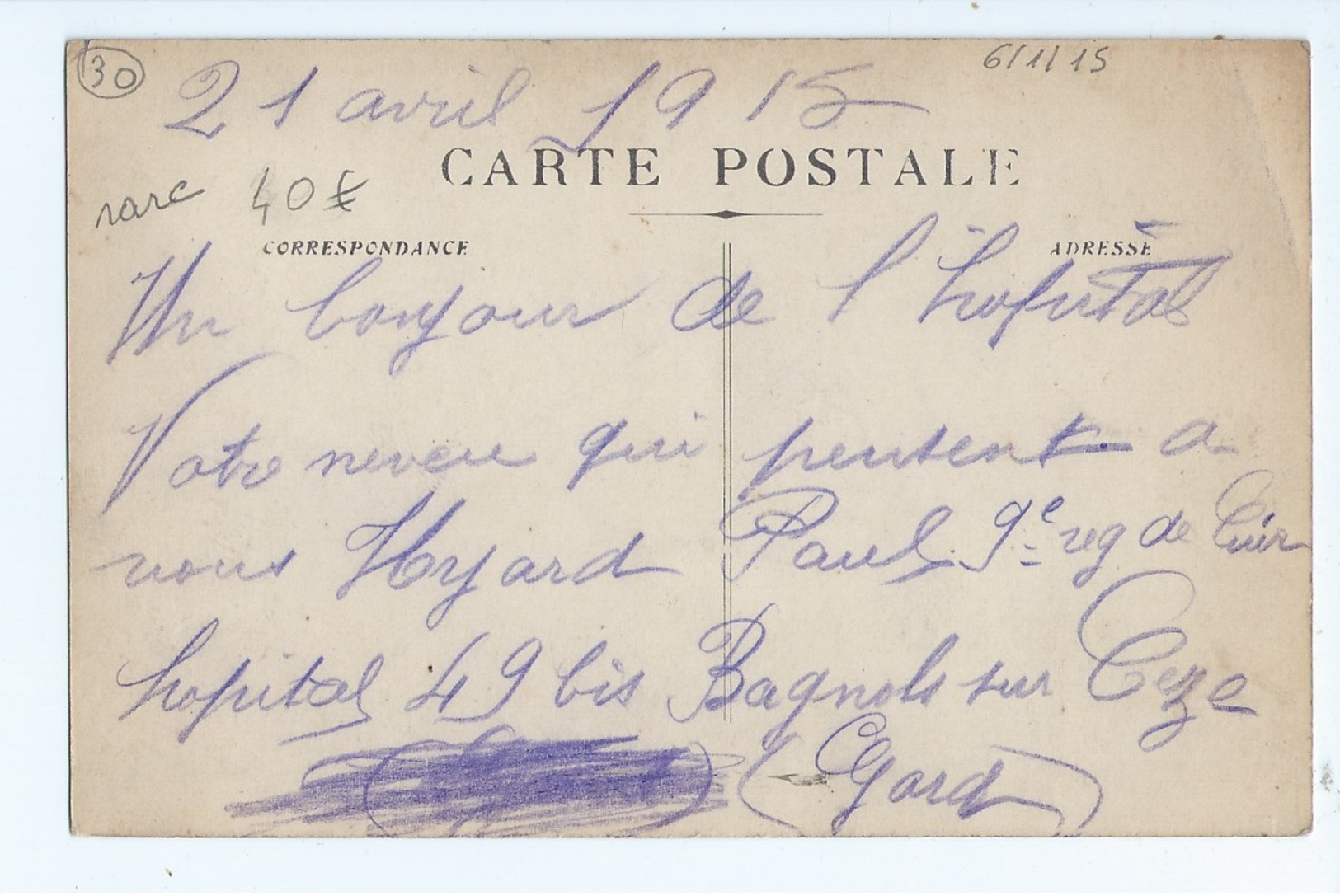 Cpa -   Dpt  -  Gard - BAGNOLS SUR CEZE - - Le Lavoir - Animation Rue Leon Allegre Auberge - (  Selection  )  Rare  1915 - Bagnols-sur-Cèze