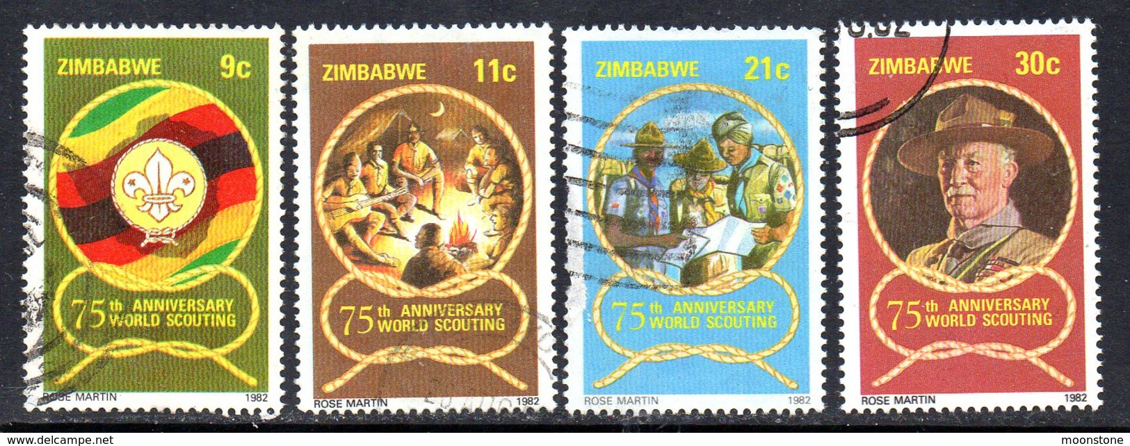 Zimbabwe 1982 75th Anniversary Of Boy Scouts Set Of 4, Used, SG 616/9 (BA2) - Zimbabwe (1980-...)