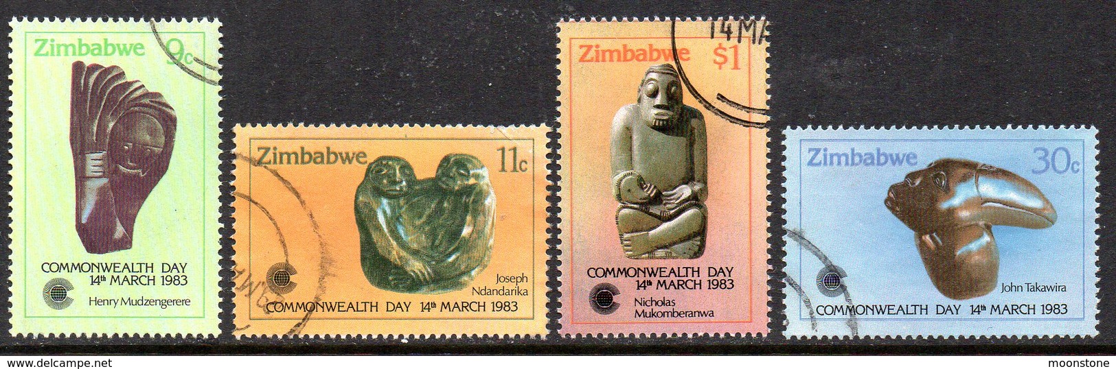 Zimbabwe 1983 Commonwealth Day, Sculptures Set Of 4, Used, SG 622/5 (BA2) - Zimbabwe (1980-...)