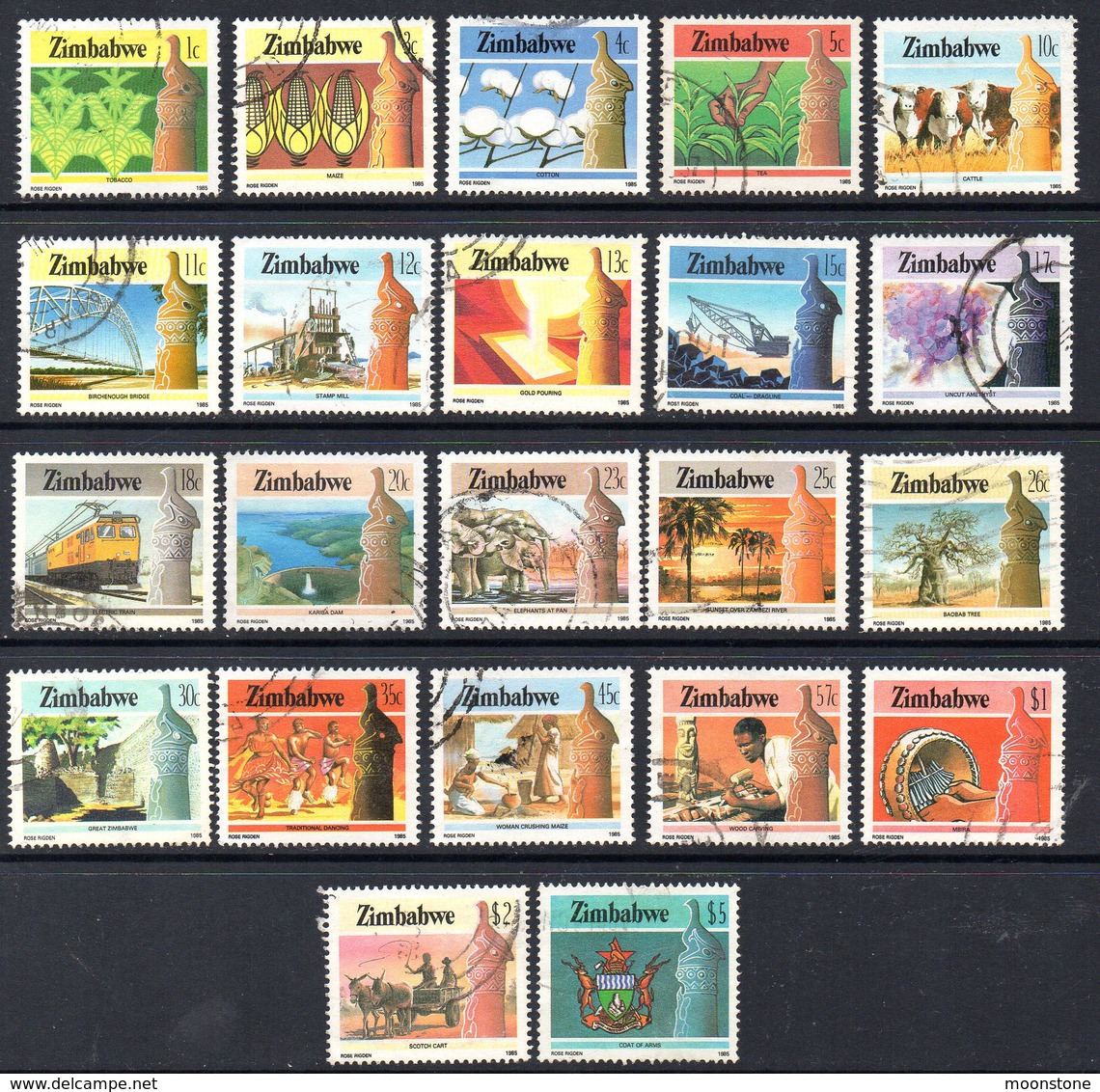 Zimbabwe 1985-8 Definitives Set Of 22, Used, SG 659/80 (BA2) - Zimbabwe (1980-...)