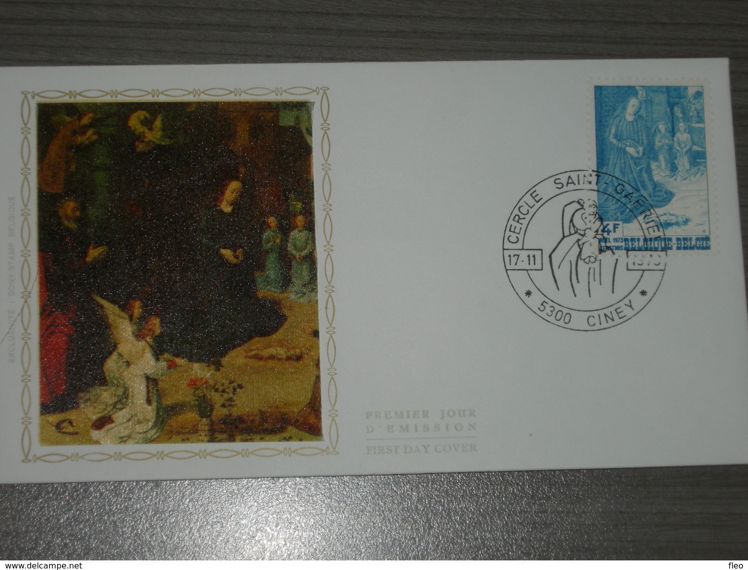 BELG.1973 1688 Ciney- FDC Zijde - Kerstmis- FDC Soie - Noël - 1971-1980