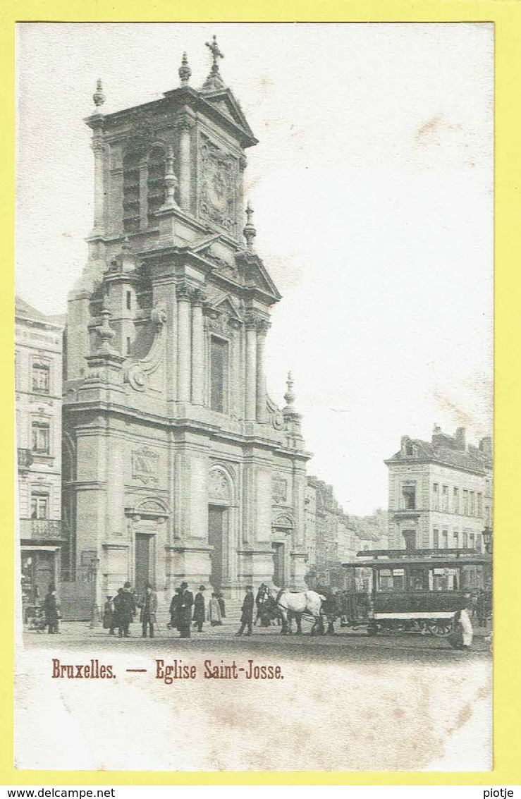 * Sint Joost Ten Node - Saint Josse (Bruxelles) * église Saint Josse, Animée, Tram, Vicinal, Paardentram, TOP, Animée - St-Joost-ten-Node - St-Josse-ten-Noode