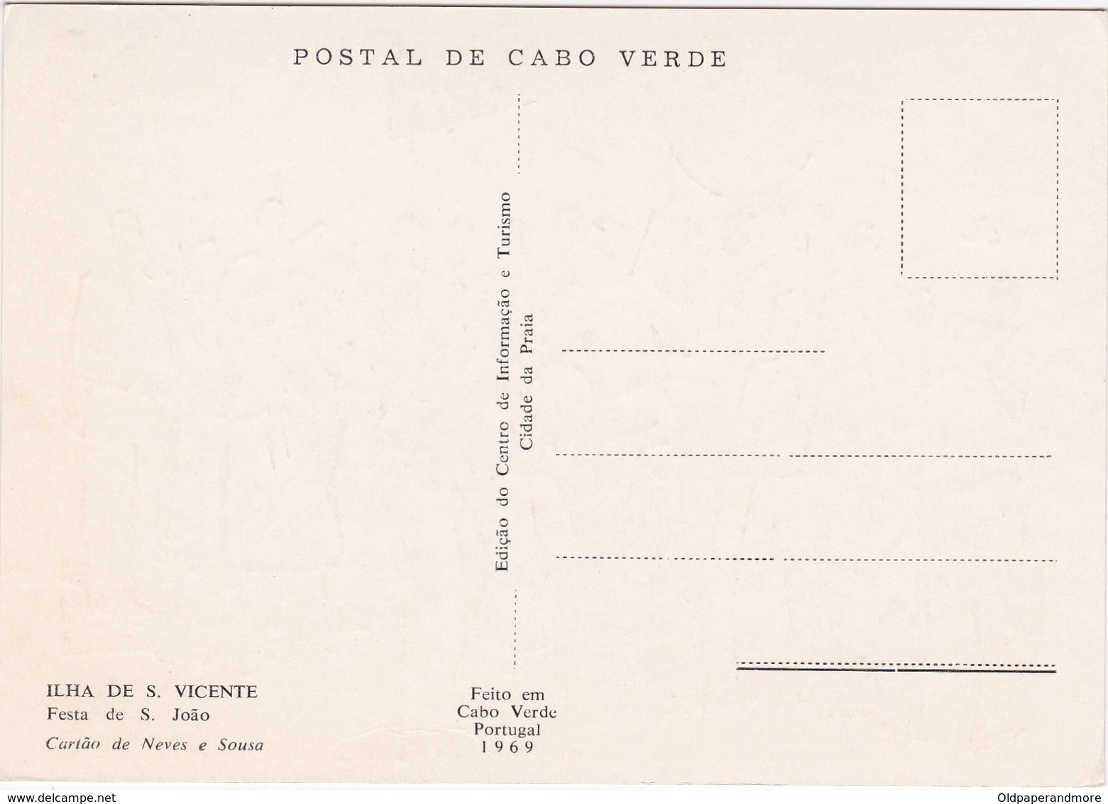 POSTCARD PORTUGAL - CABO VERDE - CAPE VERDE - SÃO VICENTE - FESTA DE S. JOÃO - 1969 ( NEVES E SOUSA ) - Cape Verde