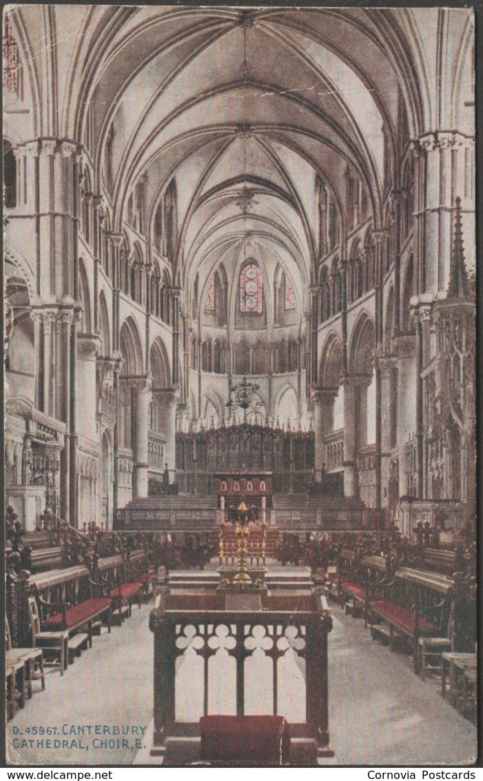 Choir East, Canterbury Cathedral, Kent, 1919 - Photochrom Postcard - Canterbury