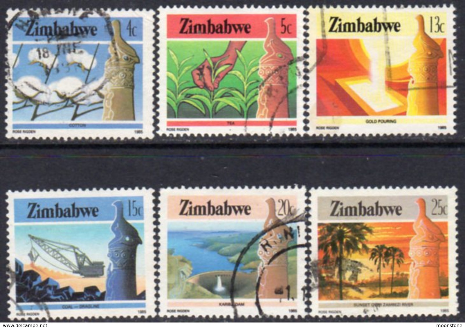 Zimbabwe 1985-8 Definitives Perf. 14 Values Part Set Of 6, Used, Between SG 661a/72a (BA2) - Zimbabwe (1980-...)