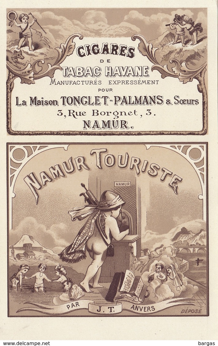 1893-1894 étiquette Pour Boite à Cigare Havane NAMUR TOURISTE TONGLET - Etiquettes