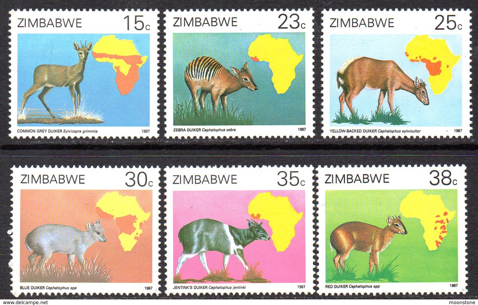 Zimbabwe 1987 African Duikers Set Of 6, MNH, SG 718/23 (BA) - Zimbabwe (1980-...)