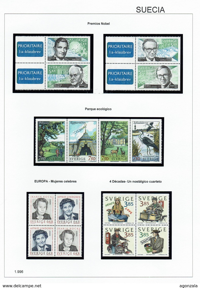 COLLECTION TIMBRES NOUVELLE DE LA SUEDE  D'ANNÉES DE 1975 À 2017 COMPLETE MONTÉE DANS TROIS ALBUMS AVEC DES BANDES HAWID - Collections (en Albums)