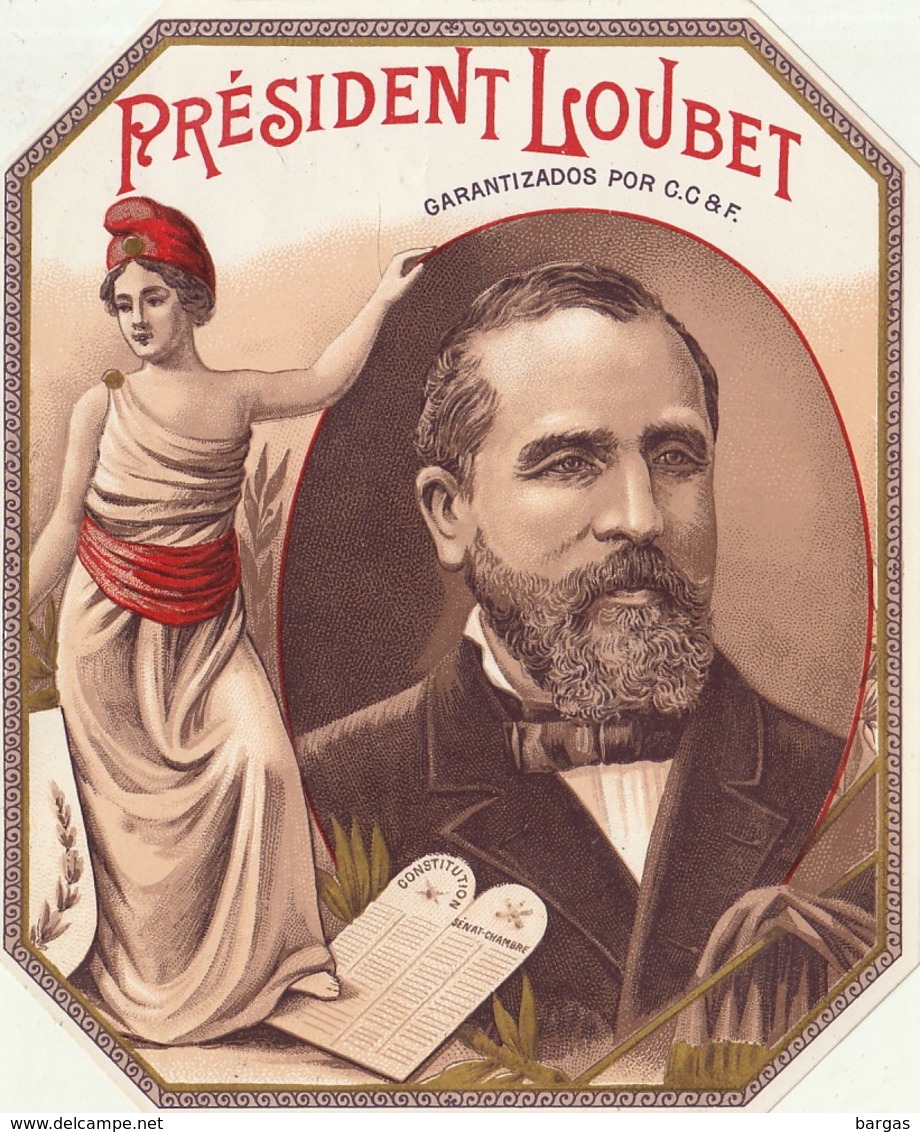 1893-1894 étiquette Pour Boite à Cigare Havane PRESIDENT LOUBET - Etiketten