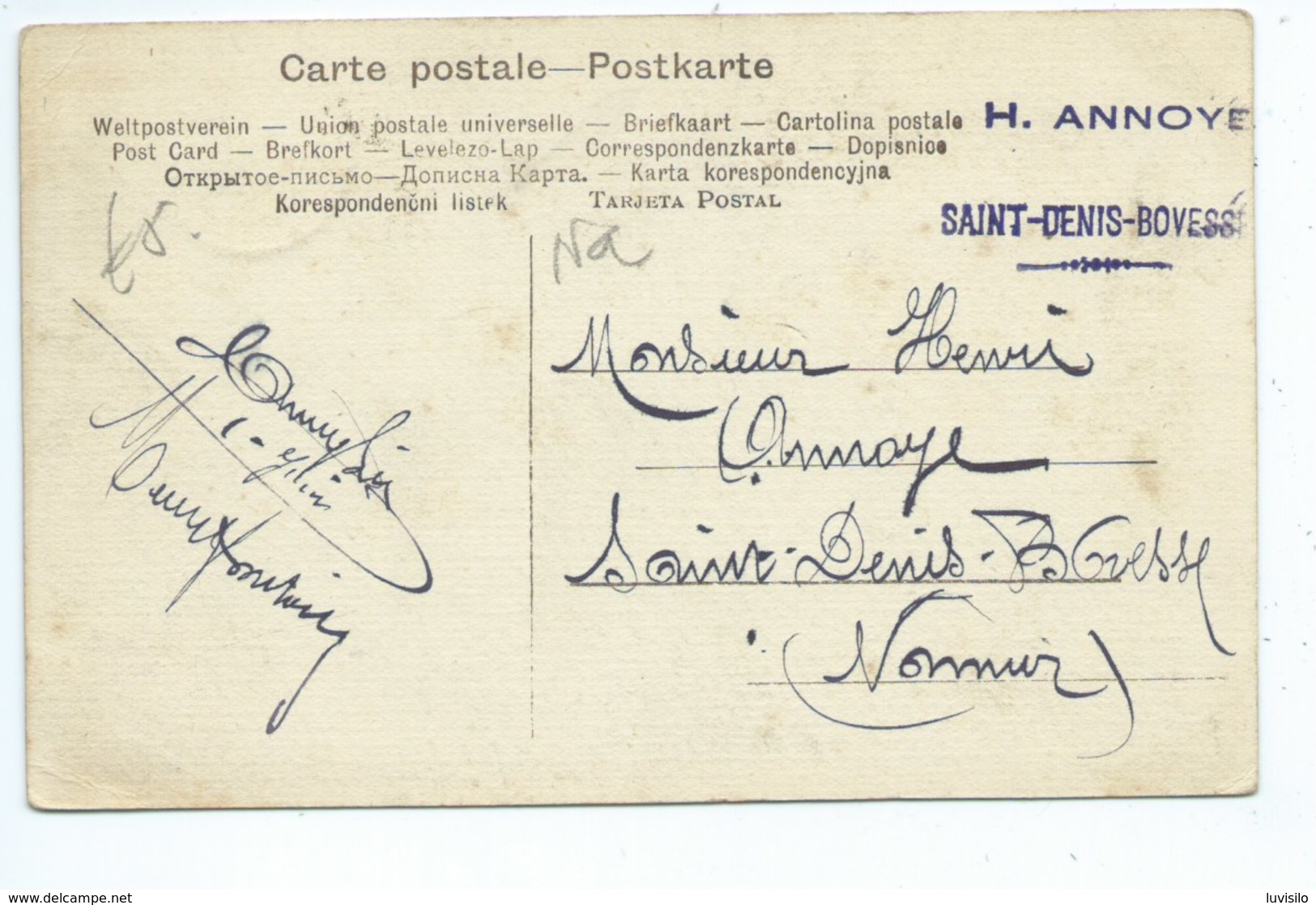 Saint Denis Bovesse Cachet Publicitaire  H. Annoye - La Bruyere
