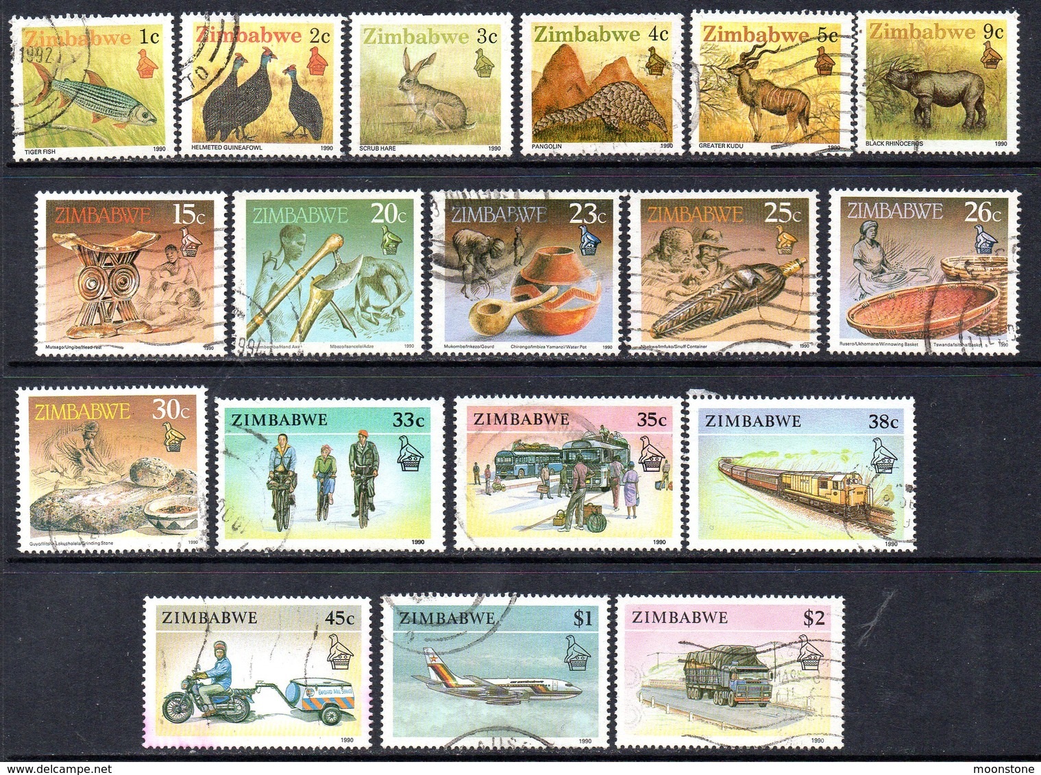 Zimbabwe 1990 Definitives Set Of 18, Used, SG 768/85 (BA2) - Zimbabwe (1980-...)