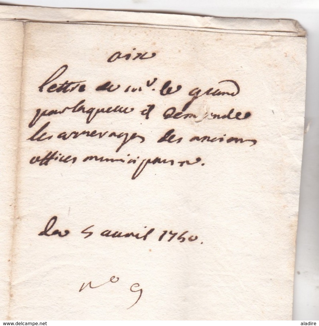 1750 - Marques DAIX Manuscrite Et Tampon Sur Lettre Avec Correspondance D' Aix Vers Cotignac - Règne De Louis XV - 1701-1800: Précurseurs XVIII