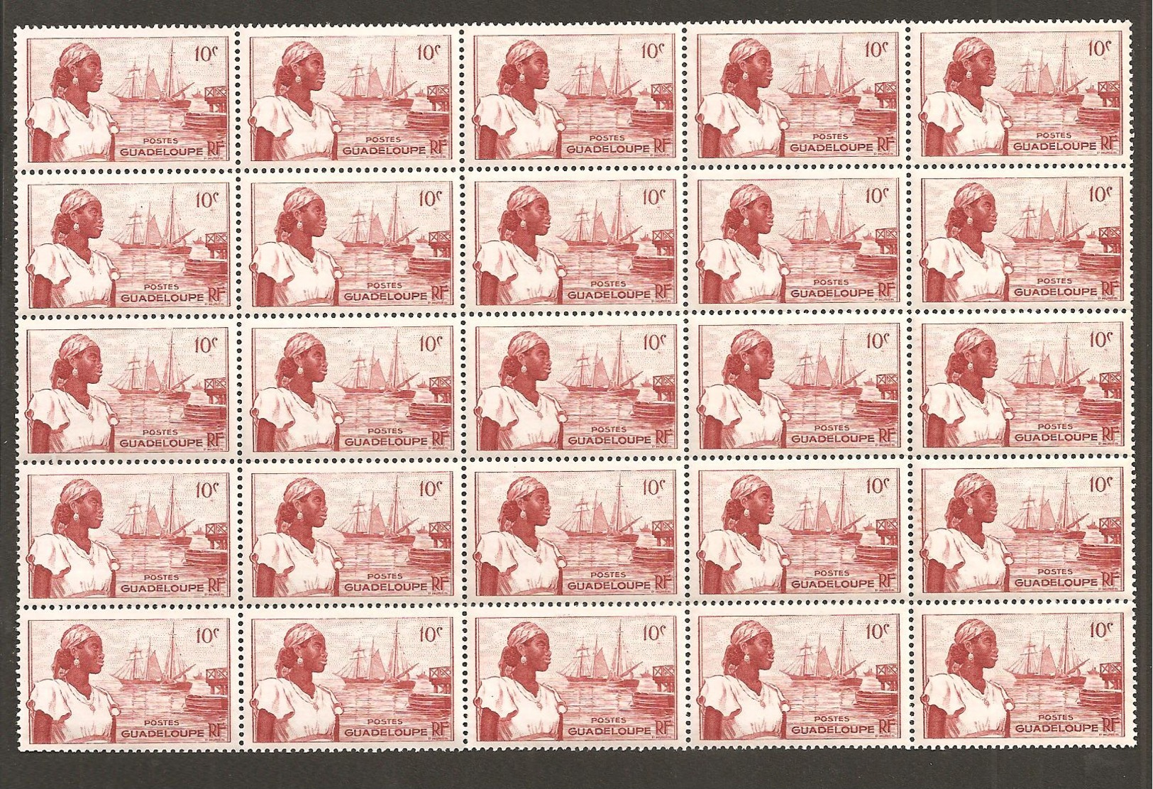 1/4 Feuille GUADELOUPE  Yt197 1947  PARFAIT  ETAT R/V - Unused Stamps