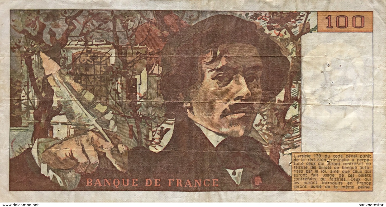 France 100 Francs, P-154a (1979) - Fine - 100 F 1978-1995 ''Delacroix''