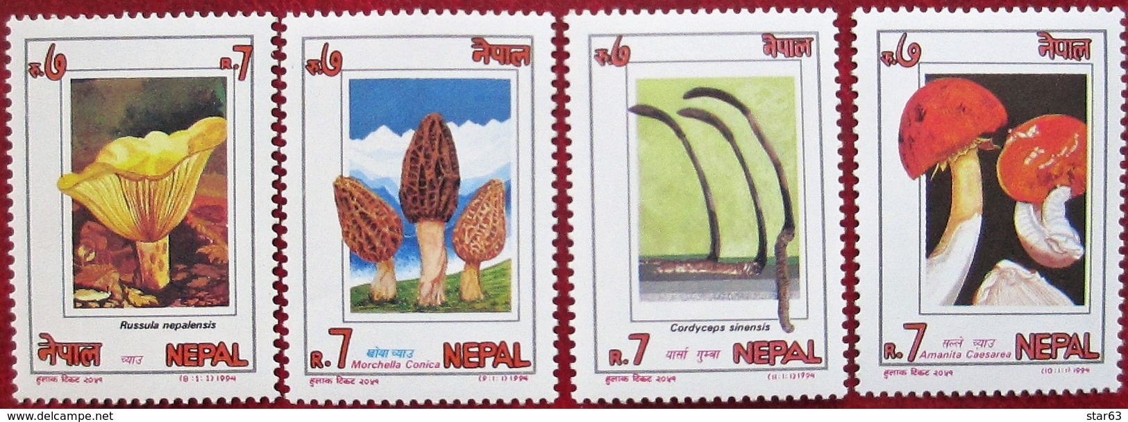 Nepal  1994   Mushrooms  4 V  MNH - Champignons