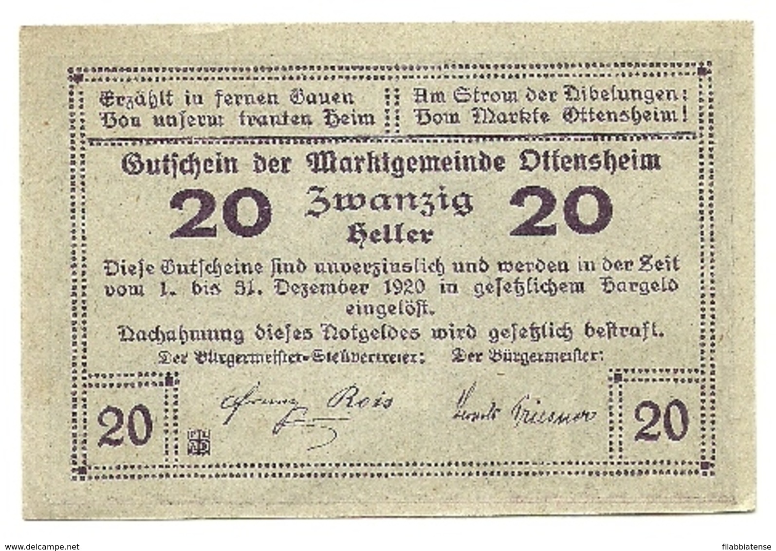 1920 - Austria - Ottensheim Notgeld N80   ----- - Autriche