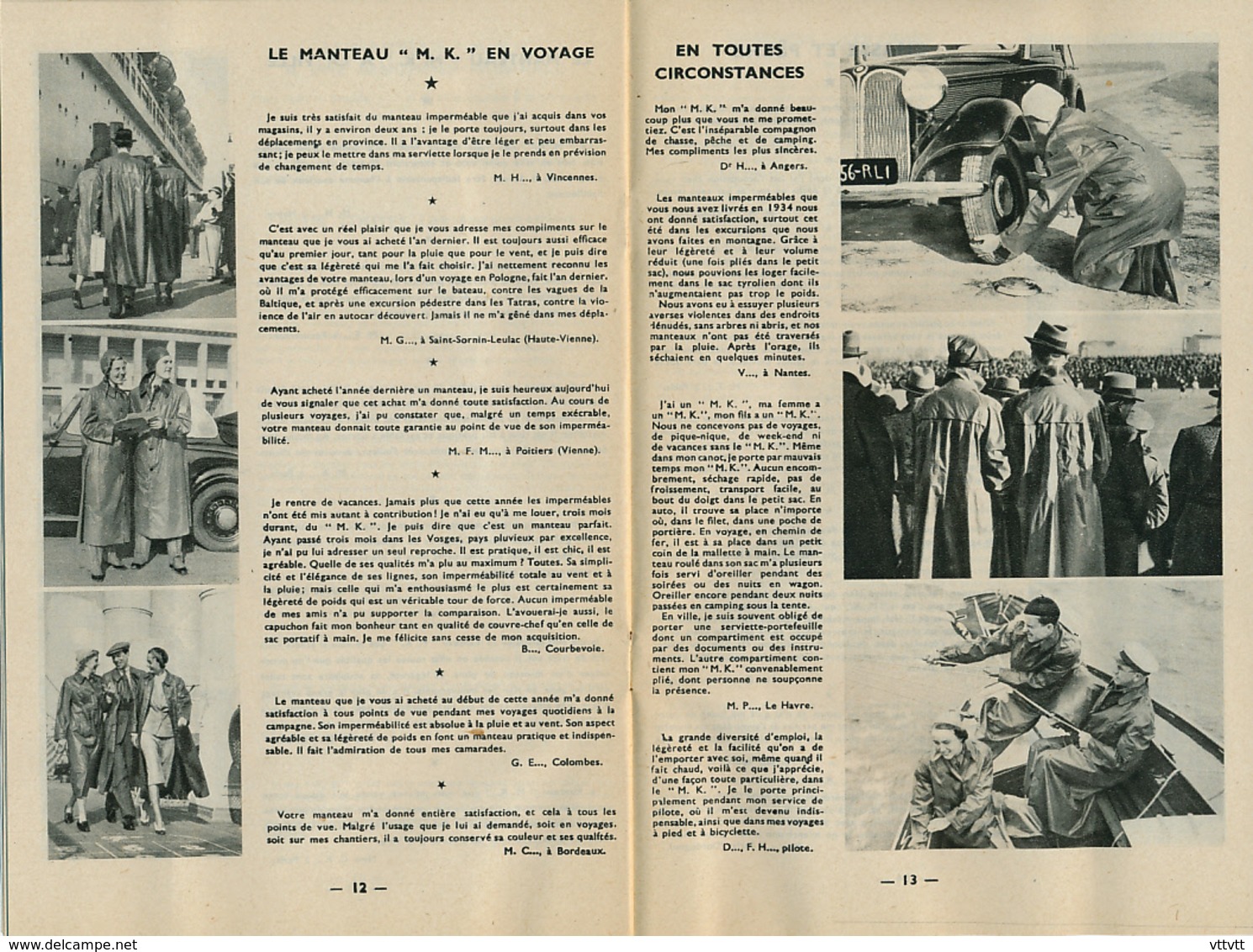 Ancienne Publicité (1939) : MANTEAU "M.K.", Livret De 18 Pages, Textes, Nombreuses Photos, (13,5 Cm Sur 20 Cm) - Publicités